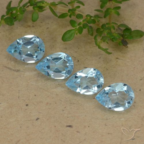 2.92ctw Naturel Bleu ciel Topaze, En forme de poire, VVS-VS