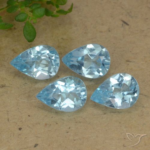 3.07ctw Naturel Bleu ciel Topaze, En forme de poire, VVS-VS