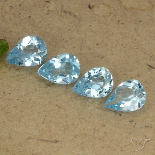 3.01ctw Naturel Bleu Suisse Topaze, En forme de poire, VVS-VS