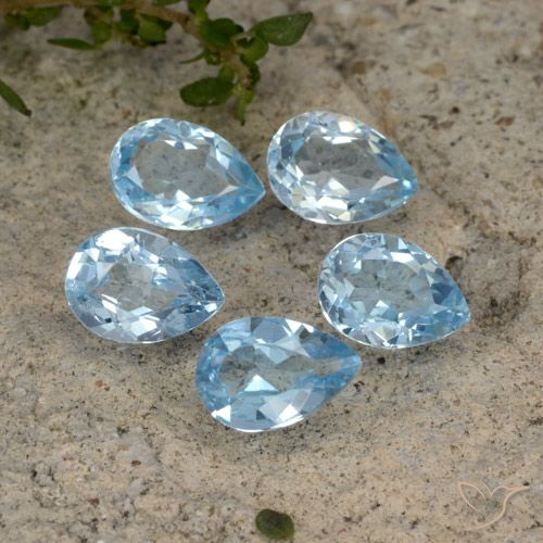 4.19ctw Naturel Bleu Suisse Topaze, En forme de poire, VVS-VS