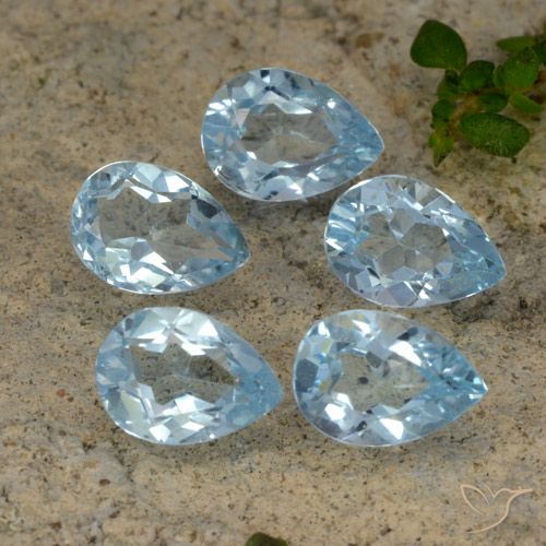4.00ctw Naturel Bleu ciel Topaze, En forme de poire, VVS-VS