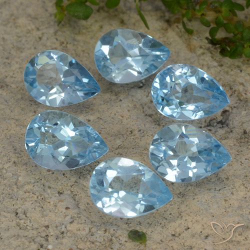 5.01ctw Naturel Bleu ciel Topaze, En forme de poire, VVS-VS