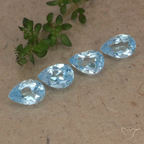 2.20ctw Naturel Bleu ciel Topaze, En forme de poire, VVS-VS