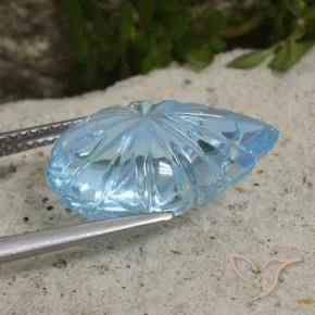 Topaze Bleu ciel naturelle Taille Fleur, 12.49 ct, Transparent