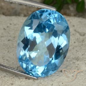 Topaze Bleu Suisse naturelle ovale, 22.38 ct, VVS-VS