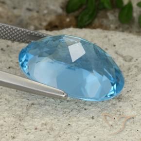 Topaze Bleu Suisse naturelle ovale, 22.38 ct, VVS-VS