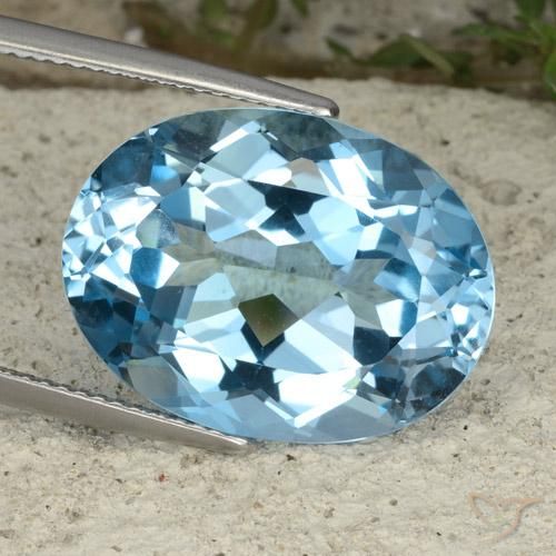 Topaze Bleu Suisse naturelle ovale, 21.85 ct, VVS
