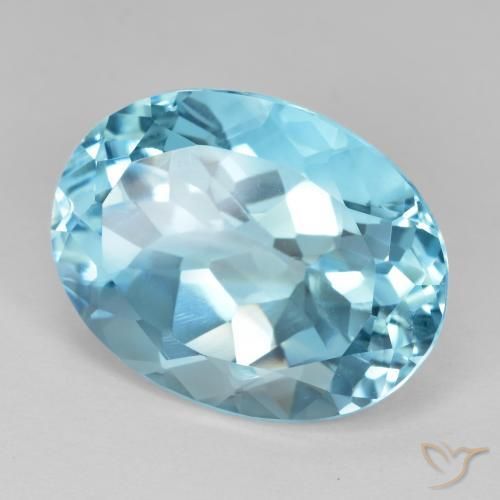 Topaze Bleu Suisse naturelle ovale, 23.33 ct, VVS