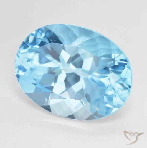 Topaze Bleu Suisse naturelle ovale, 23.32 ct, VVS