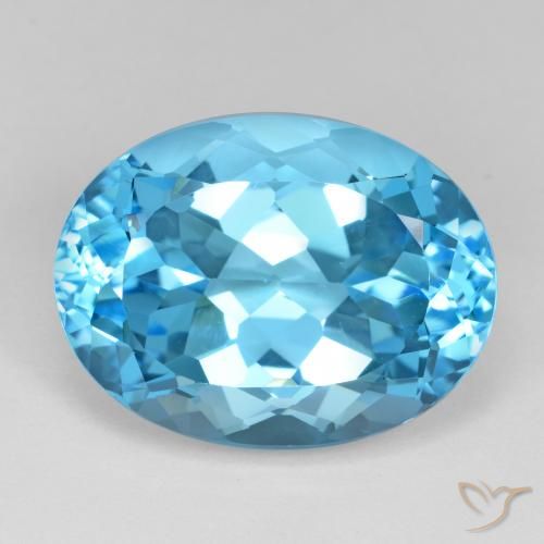 Topaze Bleu Suisse naturelle ovale, 23.54 ct, VVS