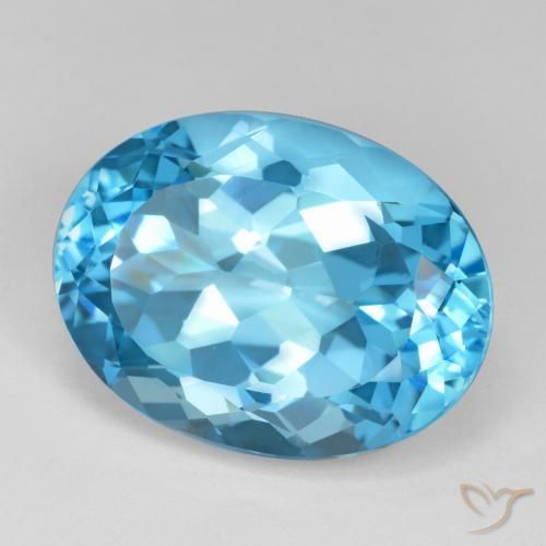 Topaze Bleu Suisse naturelle ovale, 23.54 ct, VVS
