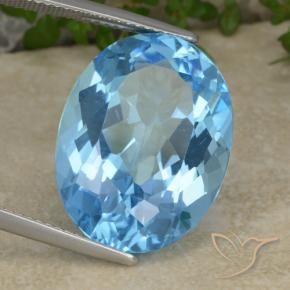 Topaze Bleu Suisse naturelle ovale, 22.02 ct, VVS-VS