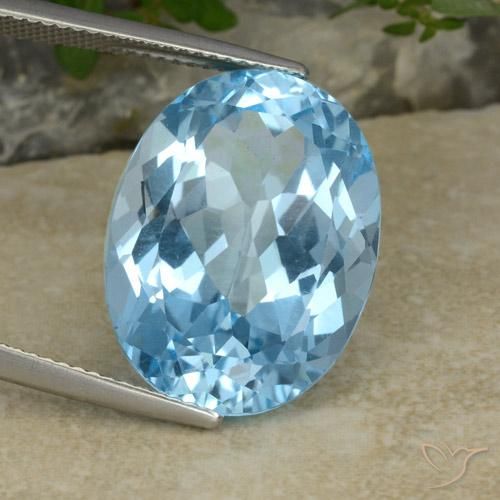Topaze Bleu Suisse naturelle ovale, 21.75 ct, VVS-VS