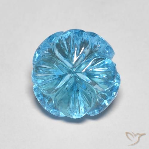 2.95ct Naturel Bleu Suisse Topaze, Taille Fleur, Transparent