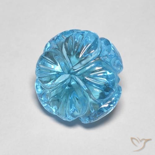 Topaze Bleu Suisse naturelle Taille Fleur, 2.95 ct, Transparent
