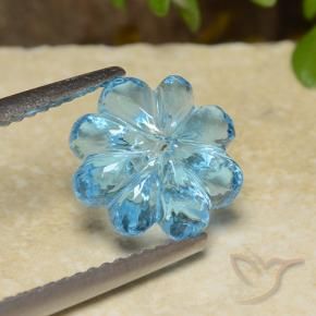Topaze Bleu ciel naturelle Taille Fleur, 3.47 ct, Transparent