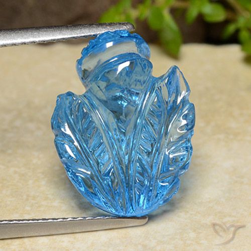 11.60ct Naturel Bleu Suisse Topaze, Taille Fleur, Transparent