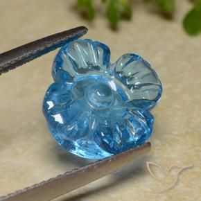 Topaze Bleu Suisse naturelle Taille Fleur, 7.40 ct, Transparent