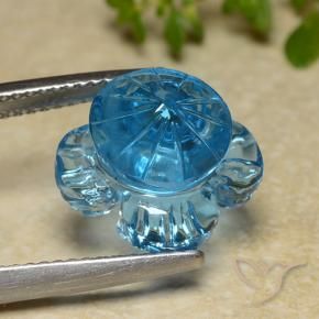 Topaze Bleu Suisse naturelle Taille Fleur, 7.40 ct, Transparent