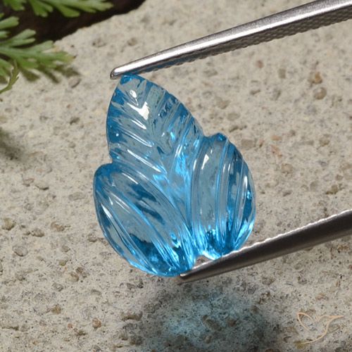7.70ct Naturel Bleu Suisse Topaze, Taille Fleur, Transparent