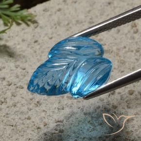 Topaze Bleu Suisse naturelle Taille Fleur, 7.70 ct, Transparent