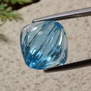 Topaze Bleu Suisse naturelle Coussin, 7.48 ct, Transparent