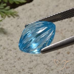 Topaze Bleu Suisse naturelle Coussin, 7.48 ct, Transparent