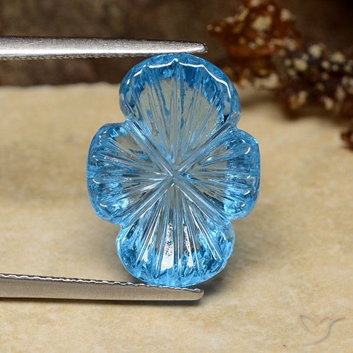 Topaze Bleu Suisse naturelle Taille Fleur, 9.28 ct, Transparent