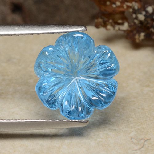 Topaze Bleu Suisse naturelle Taille Fleur, 5.95 ct, Transparent