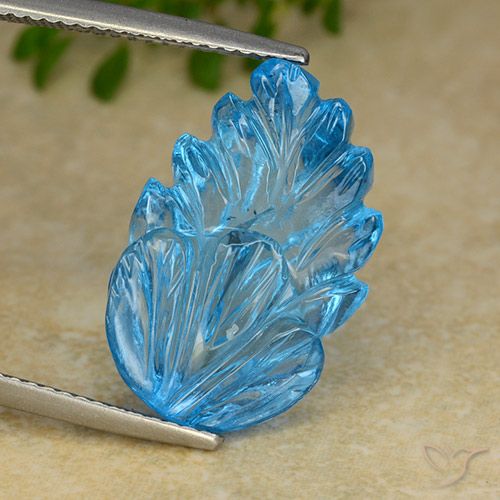 15.58ct Naturel Bleu Suisse Topaze, Taille Fleur, Transparent