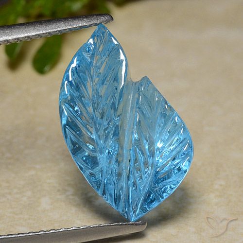 6.82ct Naturel Bleu Suisse Topaze, Taille Fleur, Transparent