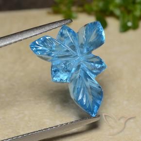 Topaze Bleu Suisse naturelle Taille Fleur, 6.80 ct, Transparent