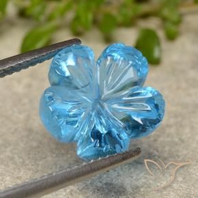 Topaze Bleu Suisse naturelle Taille Fleur, 7.59 ct, Transparent