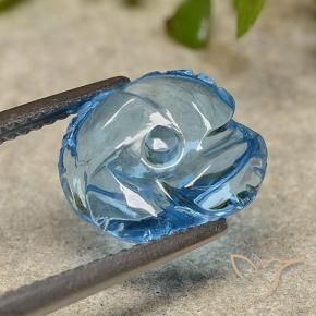 Topaze Bleu Suisse naturelle Taille Fleur, 3.93 ct, Translucide