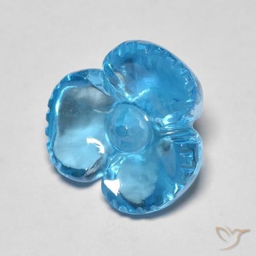 7.54ct Naturel Bleu Suisse Topaze, Taille Fleur, Transparent