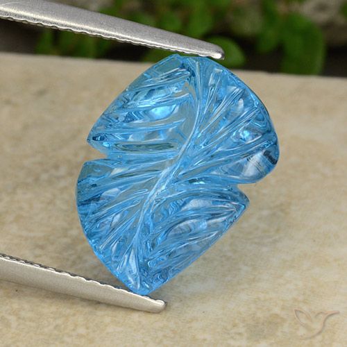 7.38ct Naturel Bleu Suisse Topaze, Taille Fleur, Transparent