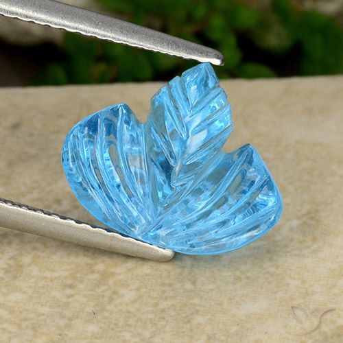 5.65ct Naturel Bleu Suisse Topaze, Taille Fleur, Transparent
