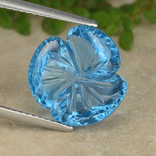 9.51ct Naturel Bleu Suisse Topaze, Taille Fleur, Transparent