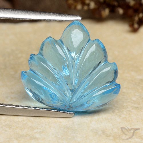 7.81ct Naturel Bleu Suisse Topaze, Taille Fleur, Transparent