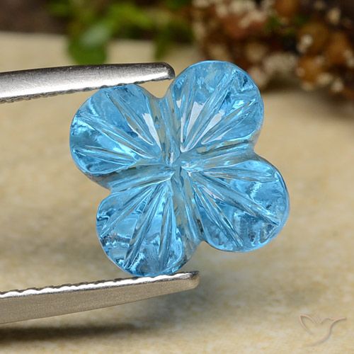 Topaze Bleu Suisse naturelle Taille Fleur, 6.04 ct, Transparent