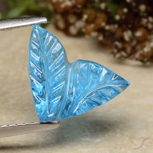 4.41ct Naturel Bleu Suisse Topaze, Taille Fleur, Transparent