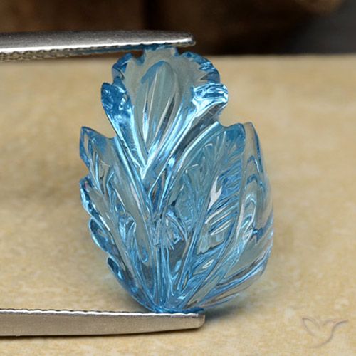 13.62ct Naturel Bleu Suisse Topaze, Taille Fleur, Transparent