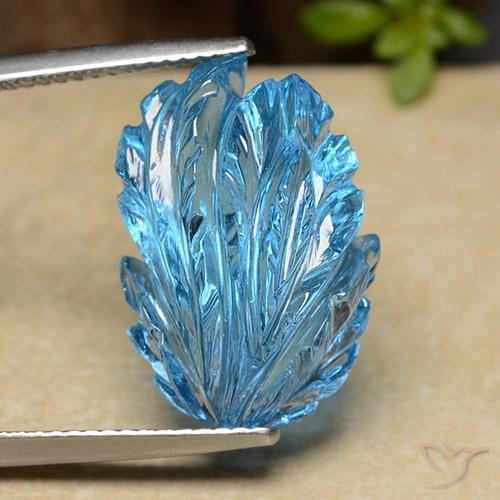 Topaze bleue naturelle forme fantaisie, 17,03 ct, transparent