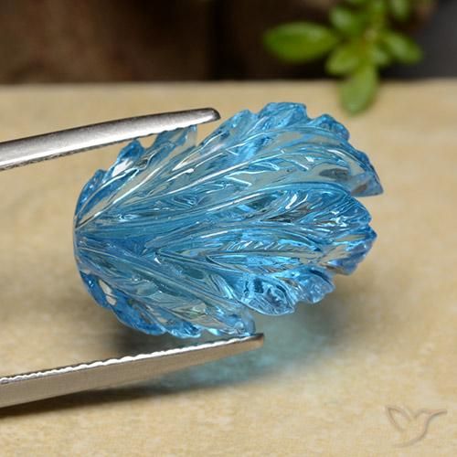 Topaze bleue naturelle forme fantaisie, 17,03 ct, transparent