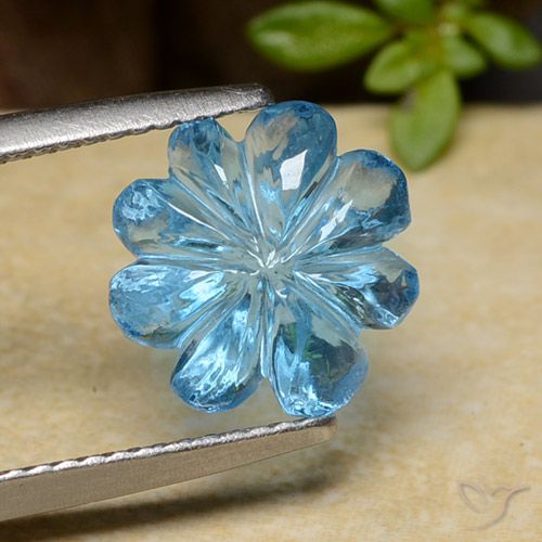 4.08ct Naturel Bleu Suisse Topaze, Taille Fleur, Transparent