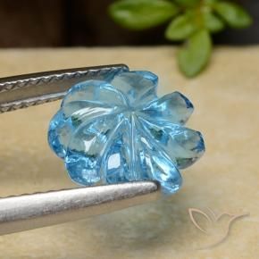 Topaze Bleu Suisse naturelle Taille Fleur, 4.08 ct, Transparent