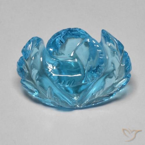 12.78ct Naturel Bleu Suisse Topaze, Taille Fleur, Transparent
