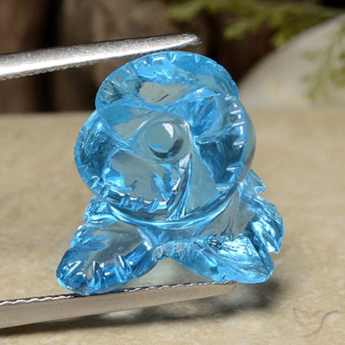12.63ct Naturel Bleu Suisse Topaze, Taille Fleur, Transparent