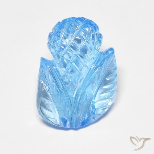 7.44ct Naturel Bleu ciel Topaze, Taille Fleur, Transparent