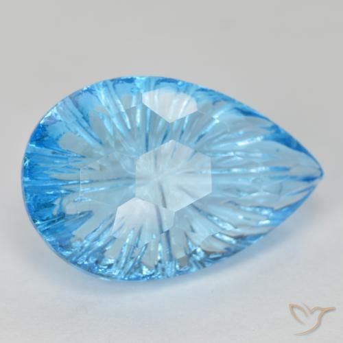 Topaze Bleu Suisse naturelle En forme de poire, 11.55 ct, Transparent